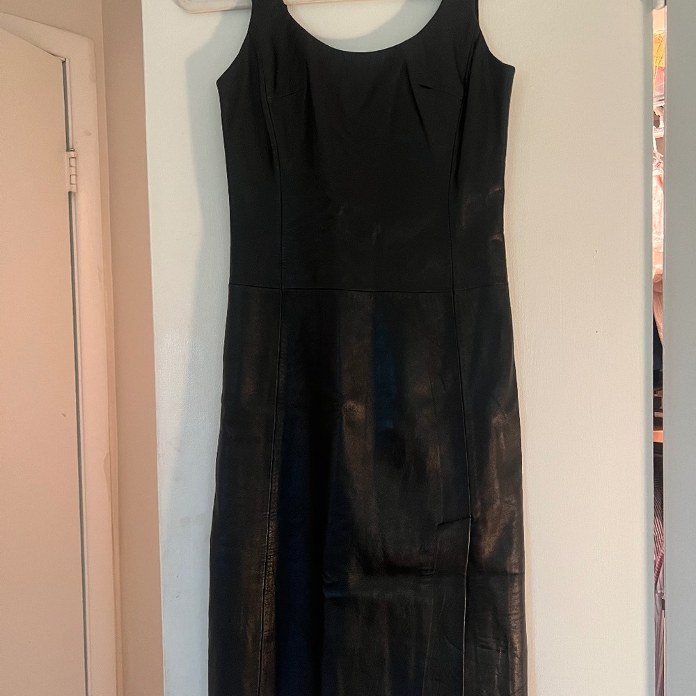BCBG Real Leather Tank Dress with Slit